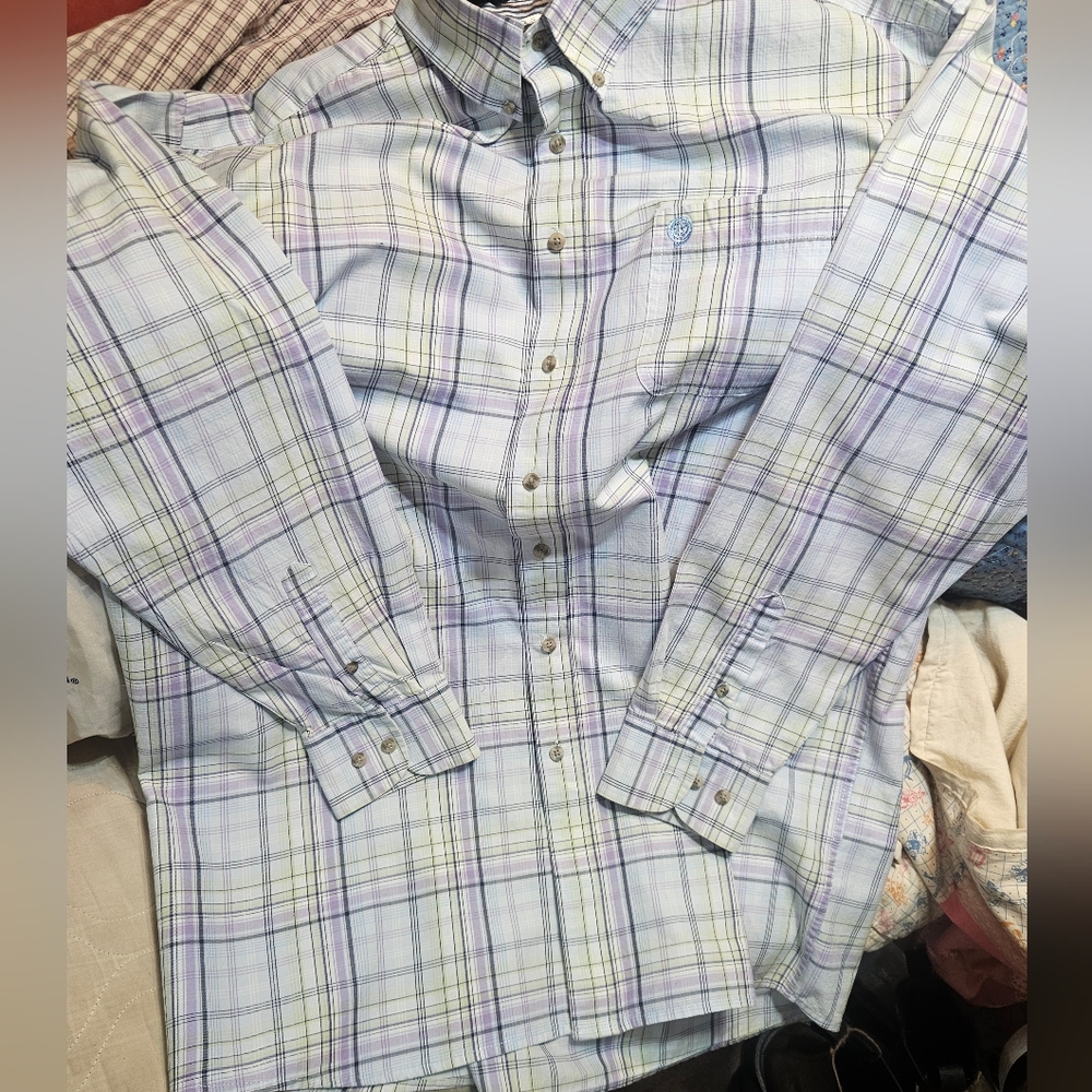 Mens Wrangler LS George Straight plaid Button Down 2XL